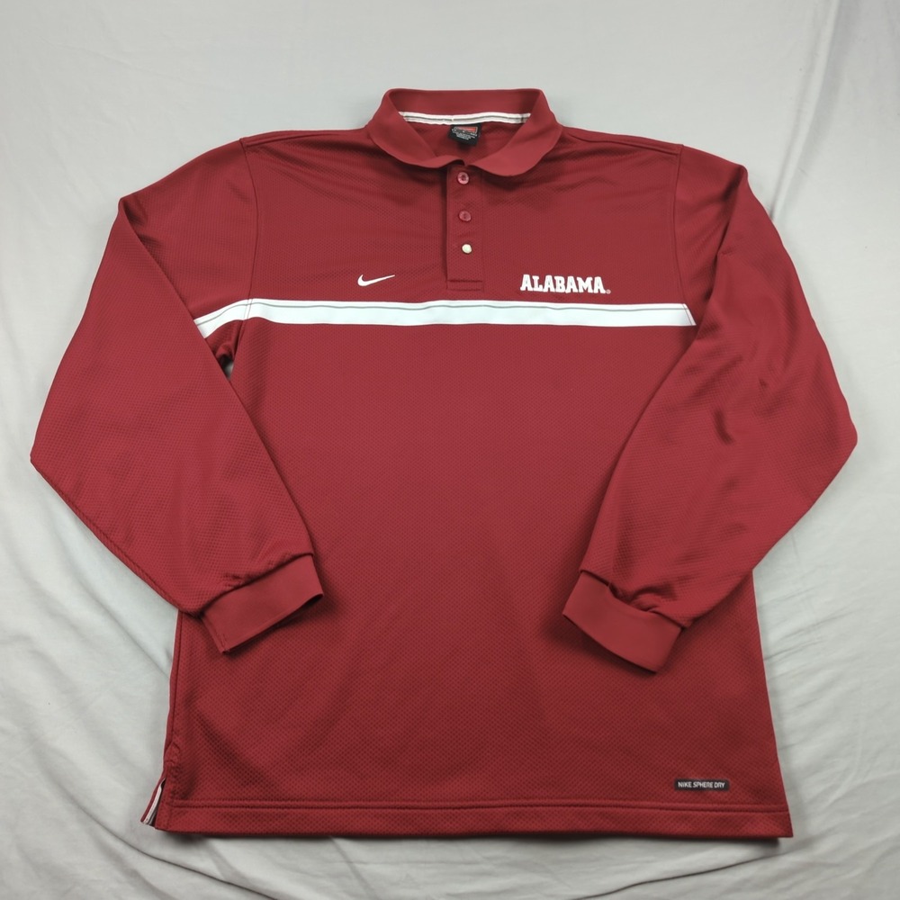 Alabama Crimson Tide Shirt Mens Small Red Nike Polo NCAA Authentic Sphere Dry